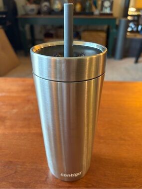 Contigo Luxe stainless steel tumbler with spill-proof lid and straw